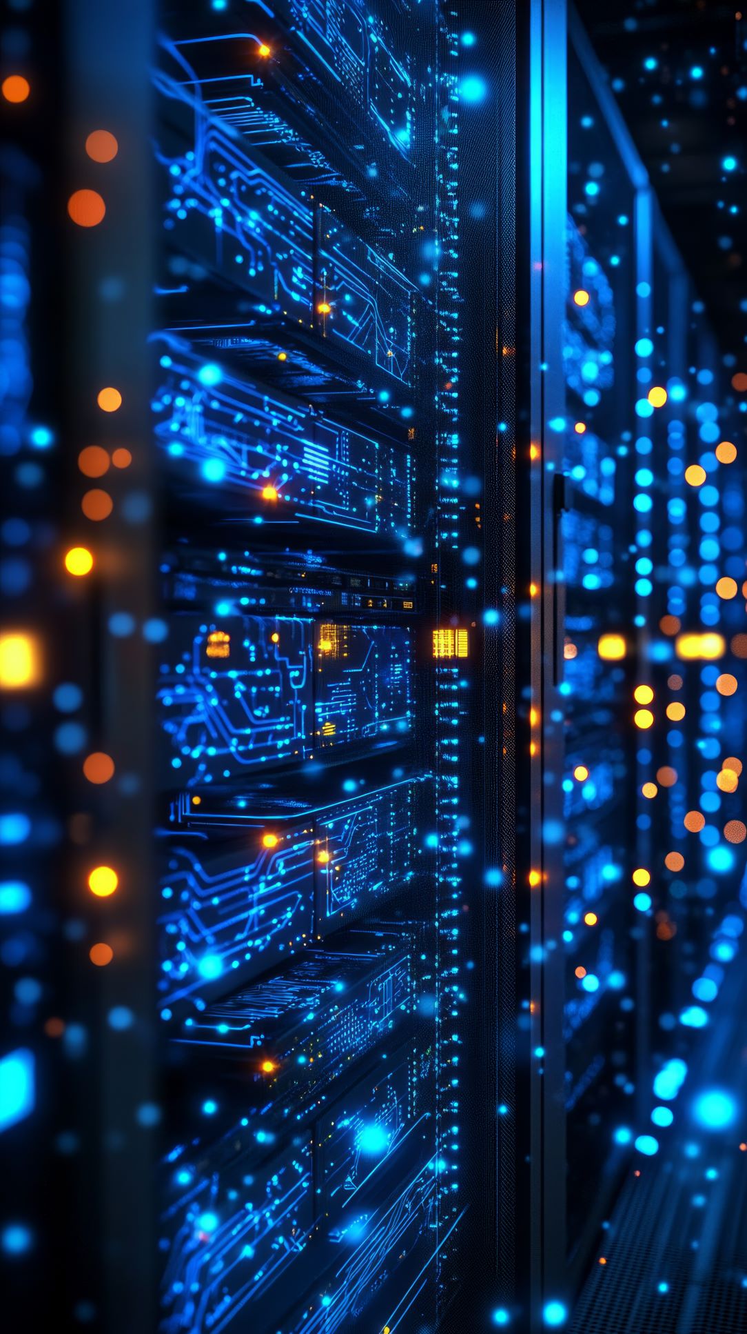 Server array with health information data.